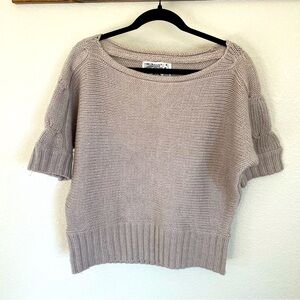 Chelsea & Violet Wool Blend Chunky Dolman Sleeve Sweater L Beige Minimalist